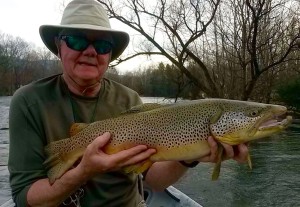 Brooks landed his personal best South Holston river brown trout while fishing with Mike Adams