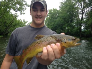 Bryson holding a nice Watauga river brown trout