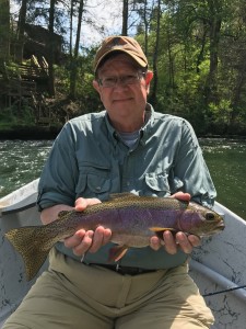 Eric with a beautiful Watauga river rainbow