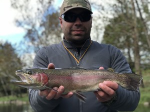 Christain caught a personal best, 19 inch Watauga river rainbow trout fishing with Huck